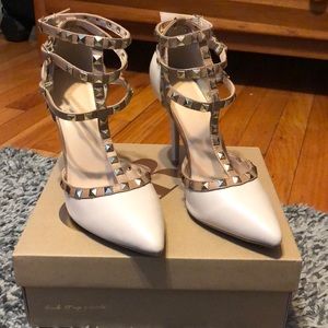 Nude, tan & gold high heels